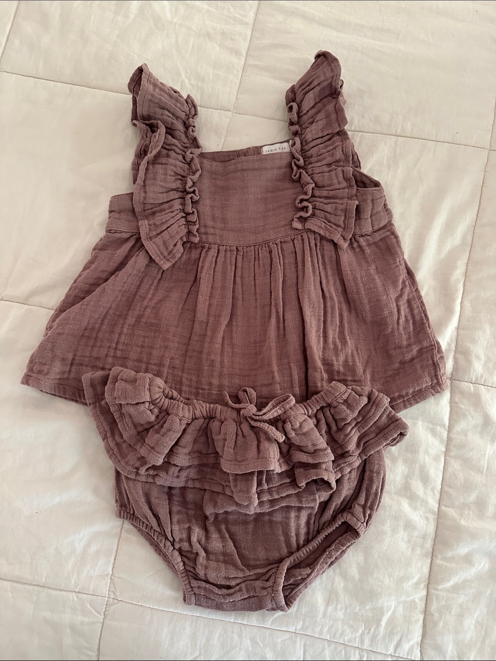 Jamie Kay Ruffle Muslin Baby Two-Piece Set - Purple/ Plum 2T